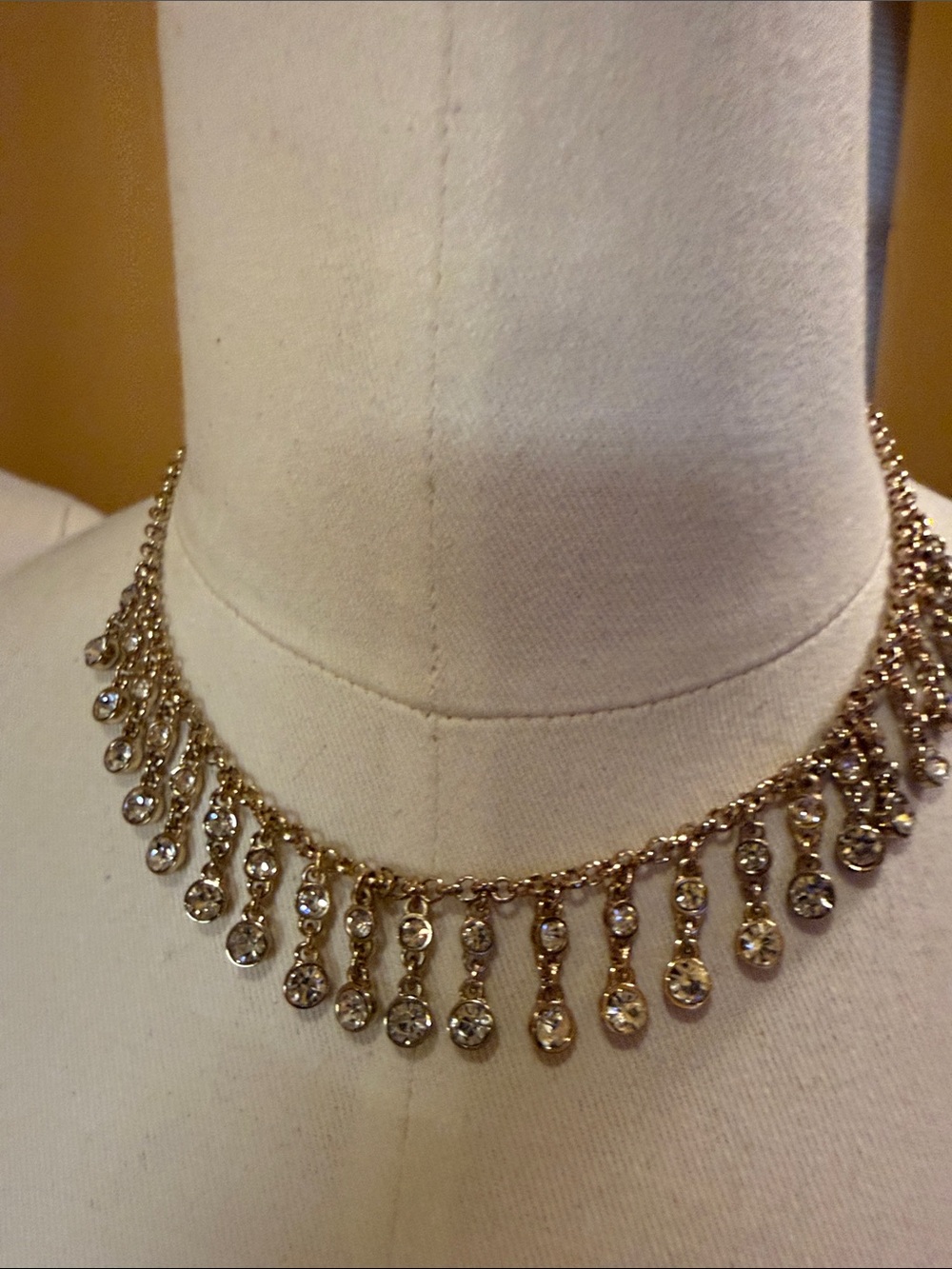 J. Crew Factory gold-tone crystal fringe necklace